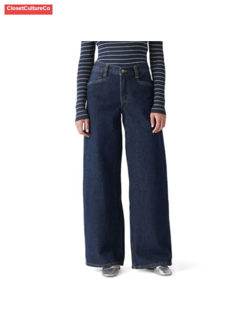 Women's Baggy Wide Leg Mid Rise Jeans Non-Stretch Casual Skateboard